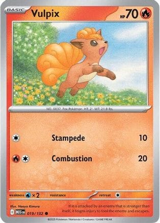 'Pokemon - 'Vulpix 019/132  - Reverse Holofoil ME01 Mega Evolution - Common