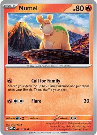 'Pokemon - 'Numel 021/132  - Reverse Holofoil ME01 Mega Evolution - Common