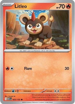 'Pokemon - 'Litleo 023/132  - Reverse Holofoil ME01 Mega Evolution - Common