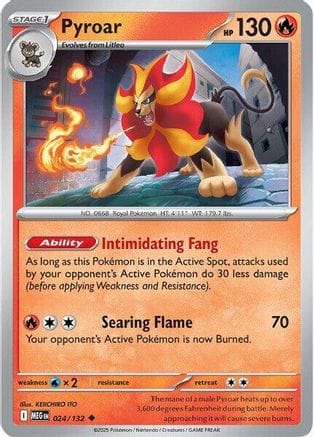 'Pokemon - 'Pyroar 024/132  - Reverse Holofoil ME01 Mega Evolution - Uncommon