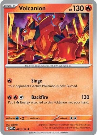 'Pokemon - 'Volcanion 025/132  - Reverse Holofoil ME01 Mega Evolution - Uncommon