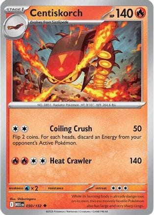 'Pokemon - 'Centiskorch 030/132  ME01 Mega Evolution - Uncommon