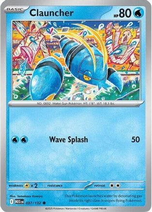 'Pokemon - 'Clauncher 037/132  - Reverse Holofoil ME01 Mega Evolution - Common
