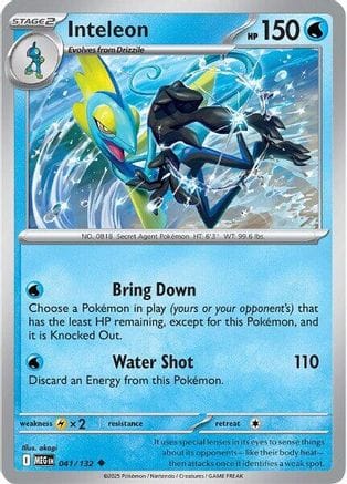 'Pokemon - 'Inteleon 041/132  - Reverse Holofoil ME01 Mega Evolution - Uncommon