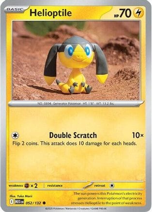 'Pokemon - 'Helioptile 052/132  - Reverse Holofoil ME01 Mega Evolution - Common