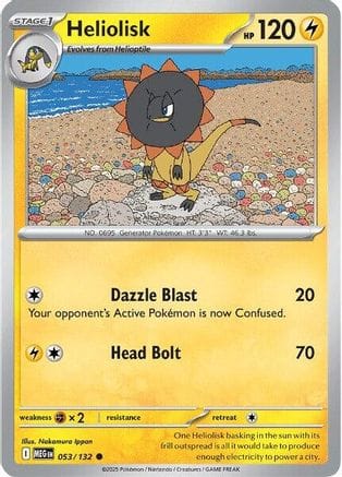 'Pokemon - 'Heliolisk 053/132  - Reverse Holofoil ME01 Mega Evolution - Common