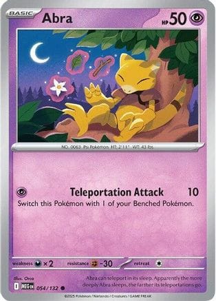 'Pokemon - 'Abra 054/132  - Reverse Holofoil ME01 Mega Evolution - Common