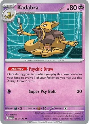 'Pokemon - 'Kadabra 055/132  - Reverse Holofoil ME01 Mega Evolution - Uncommon