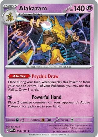 'Pokemon - 'Alakazam 056/132  - Reverse Holofoil ME01 Mega Evolution - Rare