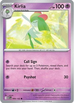 'Pokemon - 'Kirlia 059/132  - Reverse Holofoil ME01 Mega Evolution - Common