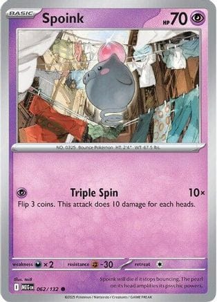 'Pokemon - 'Spoink 062/132  - Reverse Holofoil ME01 Mega Evolution - Common
