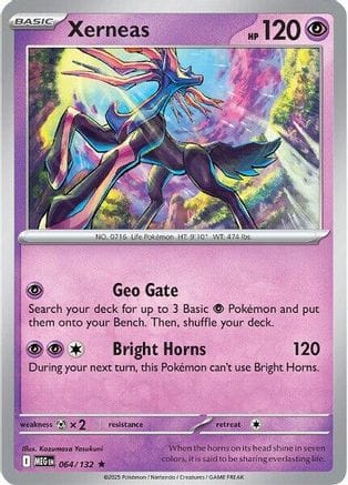 'Pokemon - 'Xerneas 064/132  - Holofoil ME01 Mega Evolution - Rare
