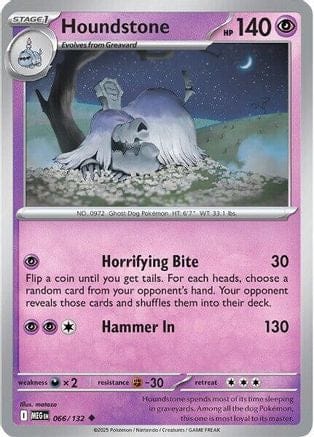 'Pokemon - 'Houndstone 066/132  - Reverse Holofoil ME01 Mega Evolution - Uncommon
