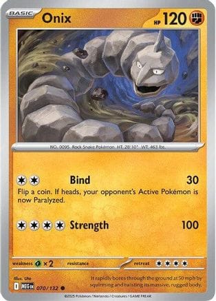 'Pokemon - 'Onix 070/132  - Reverse Holofoil ME01 Mega Evolution - Common