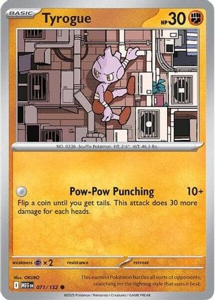 'Pokemon - 'Tyrogue 071/132  ME01 Mega Evolution - Common