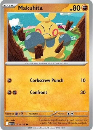 'Pokemon - 'Makuhita 072/132  - Reverse Holofoil ME01 Mega Evolution - Common