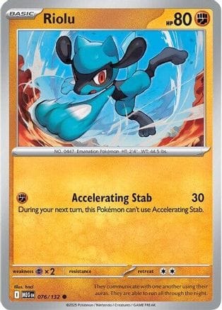 'Pokemon - 'Riolu 076/132  - Reverse Holofoil ME01 Mega Evolution - Common