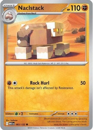 'Pokemon - 'Naclstack 083/132  - Reverse Holofoil ME01 Mega Evolution - Common