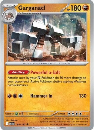 'Pokemon - 'Garganacl 084/132  - Reverse Holofoil ME01 Mega Evolution - Uncommon