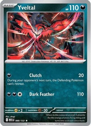 'Pokemon - 'Yveltal 088/132  - Holofoil ME01 Mega Evolution - Rare