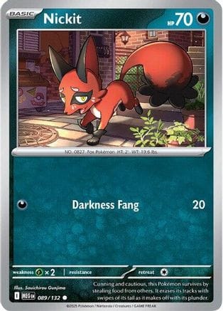 'Pokemon - 'Nickit 089/132  ME01 Mega Evolution - Common
