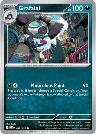 'Pokemon - 'Grafaiai 092/132  ME01 Mega Evolution - Common