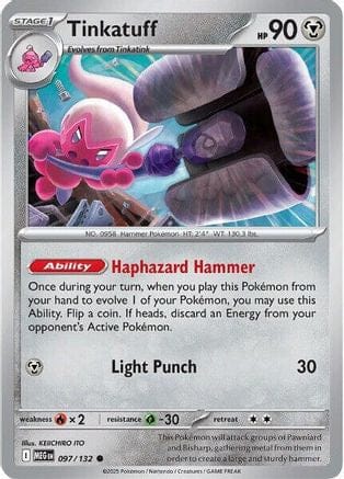 'Pokemon - 'Tinkatuff 097/132  - Reverse Holofoil ME01 Mega Evolution - Common