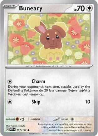 'Pokemon - 'Buneary 107/132  - Reverse Holofoil ME01 Mega Evolution - Common
