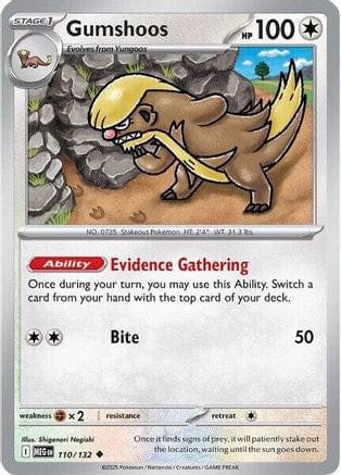 'Pokemon - 'Gumshoos 110/132  - Reverse Holofoil ME01 Mega Evolution - Uncommon
