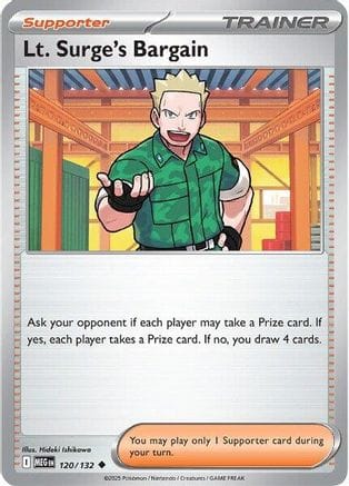 'Pokemon - 'Lt. Surge's Bargain 120/132  - Reverse Holofoil ME01 Mega Evolution - Uncommon