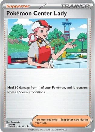 'Pokemon - 'Pokemon Center Lady 123/132  - Reverse Holofoil ME01 Mega Evolution - Common