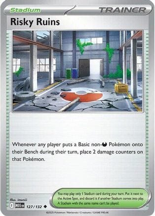 'Pokemon - 'Risky Ruins 127/132  - Reverse Holofoil ME01 Mega Evolution - Uncommon