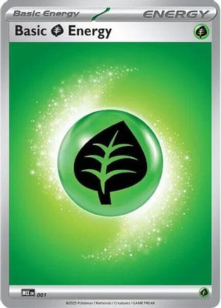 'Pokemon - 'Basic Grass Energy 001  - Reverse Holofoil MEE Mega Evolution Energies - Common