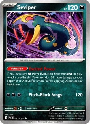 'Pokemon - 'Seviper 062  - Reverse Holofoil ME02 Phantasmal Flames - Uncommon
