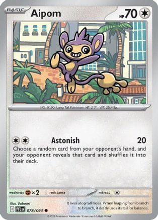 'Pokemon - 'Aipom 078  - Reverse Holofoil ME02 Phantasmal Flames - Common