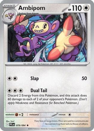 'Pokemon - 'Ambipom 079/094  - Reverse Holofoil ME02 Phantasmal Flames - Rare