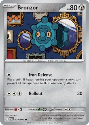 'Pokemon - 'Bronzor 071  - Reverse Holofoil ME02 Phantasmal Flames - Common