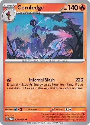 'Pokemon - 'Ceruledge 020  - Reverse Holofoil ME02 Phantasmal Flames - Uncommon