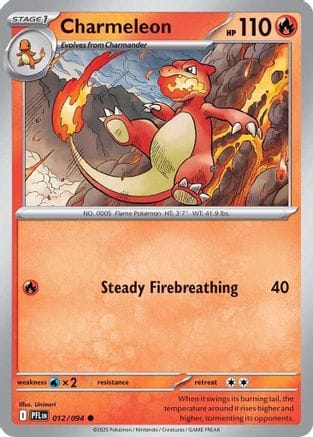 'Pokemon - 'Charmeleon 012  - Reverse Holofoil ME02 Phantasmal Flames - Common