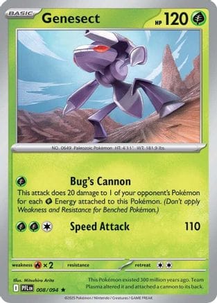 'Pokemon - 'Genesect 008  - Reverse Holofoil ME02 Phantasmal Flames - Rare