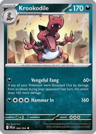 'Pokemon - 'Krookodile 066  - Reverse Holofoil ME02 Phantasmal Flames - Uncommon