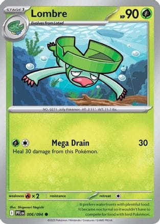 'Pokemon - 'Lombre 006  - Reverse Holofoil ME02 Phantasmal Flames - Common
