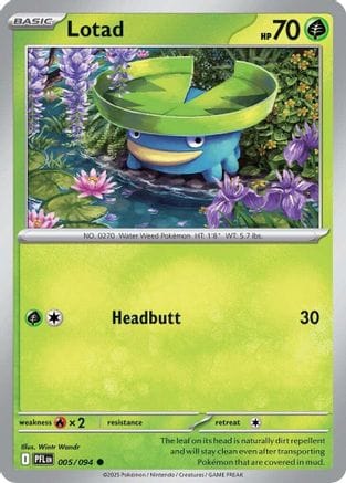 'Pokemon - 'Lotad 005  - Reverse Holofoil ME02 Phantasmal Flames - Common