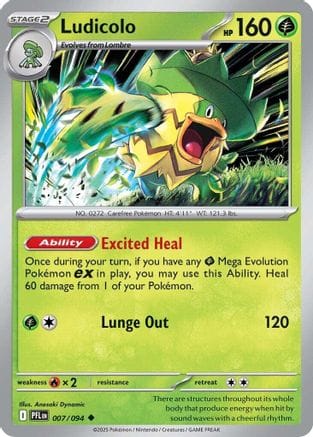 'Pokemon - 'Ludicolo 007/094  ME02 Phantasmal Flames - Uncommon
