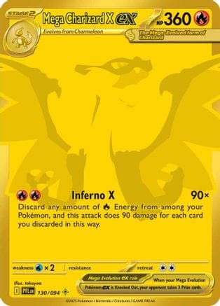 'Pokemon - 'Mega Charizard X ex 130/094  - Holofoil ME02 Phantasmal Flames - Mega Hyper Rare