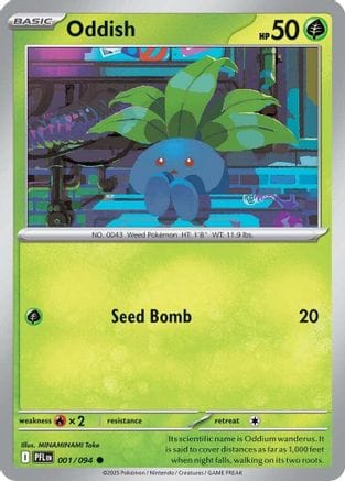 'Pokemon - 'Oddish 001  - Reverse Holofoil ME02 Phantasmal Flames - Common