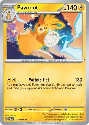 'Pokemon - 'Pawmot 034  - Reverse Holofoil ME02 Phantasmal Flames - Rare