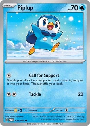 'Pokemon - 'Piplup 027/094  - Reverse Holofoil ME02 Phantasmal Flames - Common