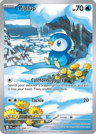 'Pokemon - 'Piplup 098/094  - Holofoil ME02 Phantasmal Flames - Illustration Rare