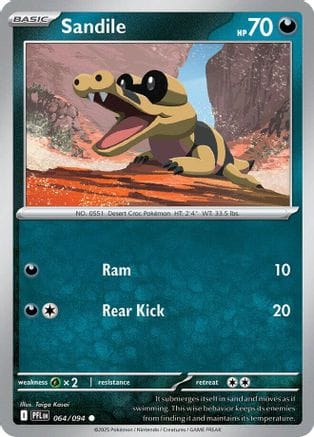 'Pokemon - 'Sandile 064  - Reverse Holofoil ME02 Phantasmal Flames - Common